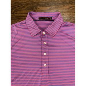 RLX Ralph‎ Lauren Stripes Golf Polo Shirt Men Large Pink Blue